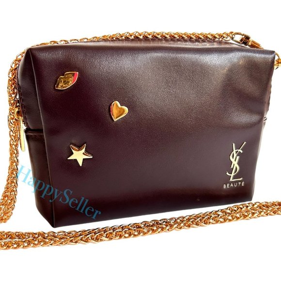 Yves Saint Laurent Dark Brown Crossbody Bag with Gold Chain - Picture 3 of 12